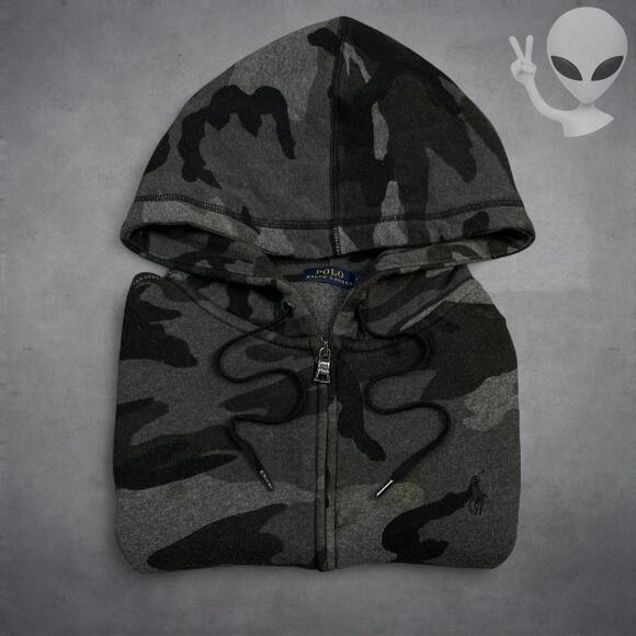 Polo Ralph Lauren Women's Small Black Camo Full Zip Hoodie - Picture 6 of 6